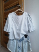 L jasnoniebieska bluzka z bufiastymi rękawami H&M 