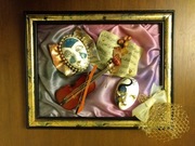 Maski weneckie w drewnianej ramce