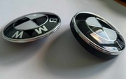 Emblemat BMW E46 Touring - ZESTAW PRZÓD/TYŁ 82mm+74mm+adapter czarno/biały
