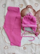 Komplet zestaw zimowa czapka z uszami szalik jak nowa nowy