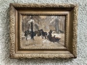 A. Setkowicz - stary obraz - Wyjazd na polowanie