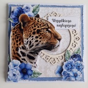 Kartka na Dzień Kobiet z jaguarem HANDMADE
