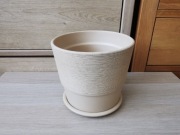 Doniczka z terakoty szkliwiona beżowa kremowa 15 cm
