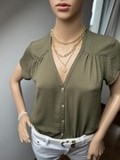 Bluzka oversize z krótkimi rękawami H&M, XS oversize na XS-L, khaki