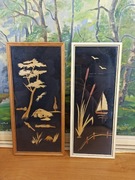 Zestaw 2 obrazków słomkowych vintage – rękodzieło