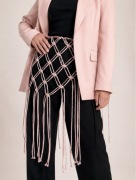Pas makramowy handmade pudrowy róż różowy Styl boho etno Ręcznie robiony