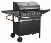 Mocny grill gazowy BBQ ogrodowy, 5 palnikowy z kuchenką boczną 15 kW / 3kW