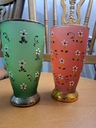 Dwa wazoniki ręcznie malowane Czechosłowacja