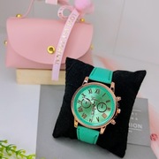 Zegarek * Damski i Torebeczka Elegancki Zieleń Lekki i Delikatny