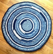 Dywanik okrągły bia-nieb-gran śr.116 cm handmade 65 zł
