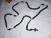 Różaniec męski na szyję kamienie czarny onyks lawa wulkaniczna 