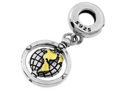 Zawieszka srebrna charms globus mapa świat do bransoletki