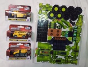 Zestaw metalowe resoraki 3szt budowlane auta betoniarka itp. + puzzle 3D