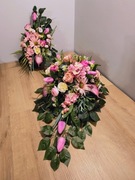 Stroik na grób, kompozycja na cmentarz, wiązanka z wazonem , zestaw.LU5K