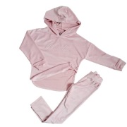 Piękny welurowy dres dla dziewczynki Pudrowy Róż  9/10 lat