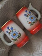 Vintage 2szt wazon kufel ceramika PRL porcelana Lubiana kolekcjonerskie dek