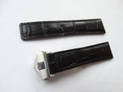 Pasek skórzany czarny 22mm do zegarka TAG Heuer z zapięciem motylkowym 