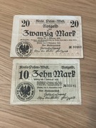 Zestaw: 10 i 20 Marek 1919 Poznań, bardzo rzadkie, stan 3