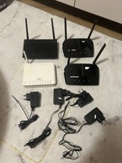 Zestaw 4 routerów (Netgear, ZTE, Asus) z zasilaczami
