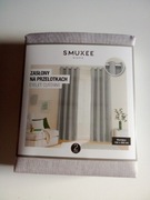 Dwie zasłony boho na kółkach beżowe ala len 135/250cm SMUKEE 2x zasłona 