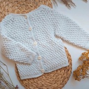 Sweter sweterek gruby splot ciepły wełniany długi rękaw na guziki 92