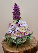 Stroik z hiacyntem i bratkami obciążony dekoracja do domu lub na grób Róż