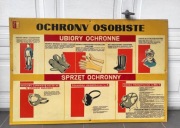 zabytkowa tablica BHP PRL Ubiory Ochronne 120cm x 80cm