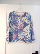 Niebieska, kwiecista bluza Zara Trafaluc 36S fioletowa długi rękaw