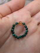 Pierścionek elastyczny kamienie naturalne malachit cytryn hematyt 