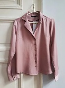 Koszula satynowa bluzka koszulowa brudny róż S M