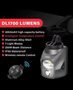 Lampa Towild DL-1700 BLACK Powerbank 4000mAh + Pilot + Funkcja Start Stop 