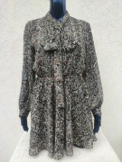 Sukienka Zara wężowy wzór wąż S 36 wiązana pod szyją szyfonowa bdb