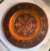 Ręcznie Wykonana Drewniana Taca/Talerz Ozdobny z PRL