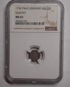 August III Sas, Halerz 1754 FWôF NGC MS63 