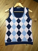 Kamizelka damska 100% virgin wool Woolmark wełniana romby S idealna zimowa