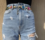 Pasek ozdobny metalowy z kolorowymi szkiełkami