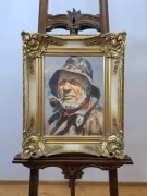 Ciekawy Obraz olejny na płótnie" Portret Rybaka" Sygnowany; Harry Haerendel