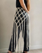 Pas makramowy handmade biały Styl boho etno Ręcznie robiony