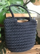 Torebka damska,na ramię, koszyk ze sznurka grafitowy.