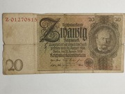Sprzedam banknot Niemcy 20 marek 1929r. seria Z