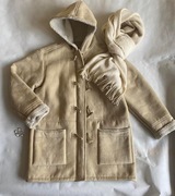 Kurtka kożuch beż z kapturem na zimę Vintage XXXL