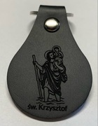 Brelok z grawerem czarna skóra PU