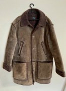 ZAMSZ Płaszcz męski futro długi skóra naturalna brąz