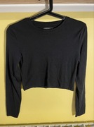 House crop top z długim rękawem czarny, piękny na elegancko na codzień M