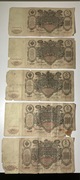 5 banknotów 100 rubli z 1910 roku stan 3