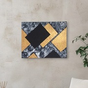 Obraz ręcznie malowany czarno-złoty