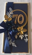 Kartka urodzinowa 70 elegancka ręcznie robiona DL pudełko