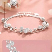 Elegancka Bransoletka Damska ze Srebra Próby 999 z Ruchomymi Koralikami