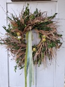 Wielkanocny wianek wieniec boho 60 cm zielone żywe gałązki i bukszpan