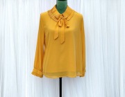 Ładna elegancka koszula żółta musztardowa L 40 XL 42 kokarda kołnierz